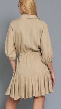 Khaki Linen Dress