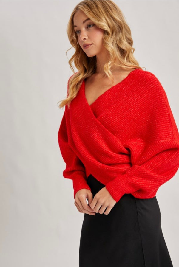 Red Wrap Sweater