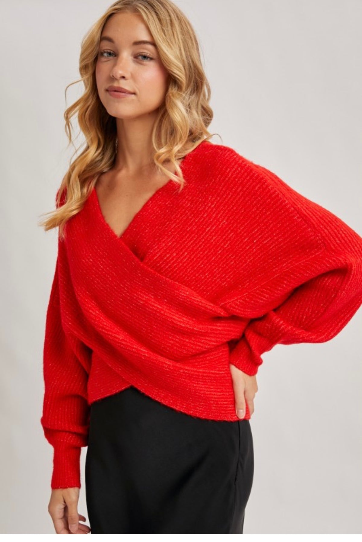 Red Wrap Sweater