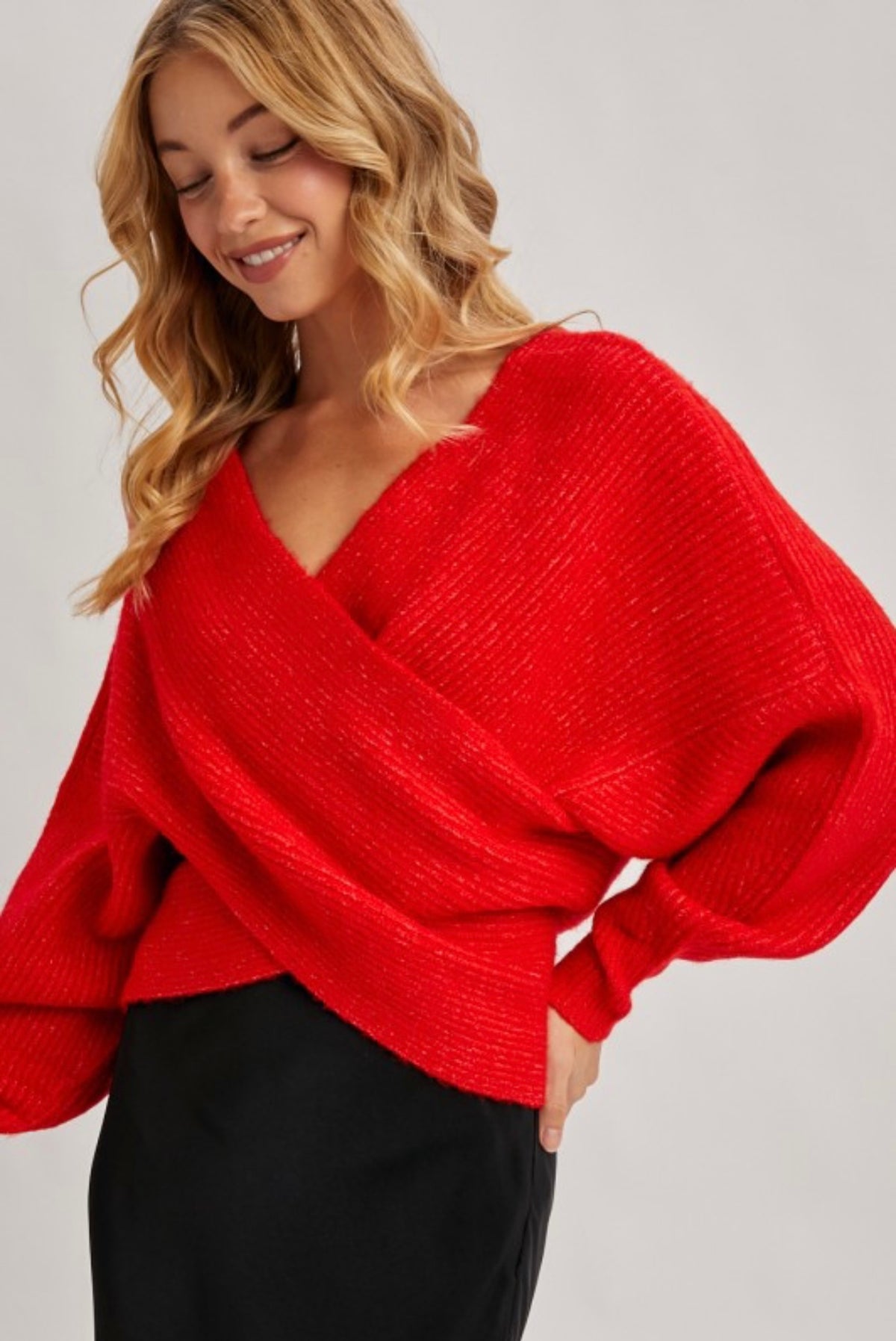Red Wrap Sweater