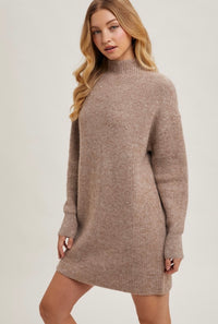 Mock Neck Cozy Sweater Dress