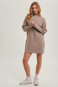 Mock Neck Cozy Sweater Dress