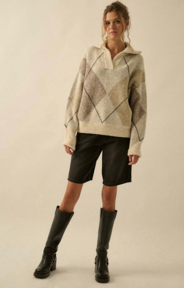 Cozy Diamond Knit Sweater