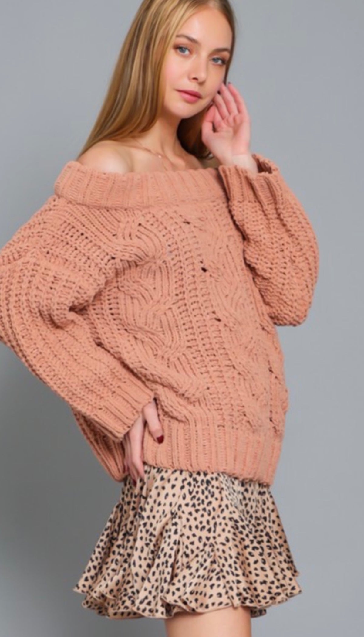 Salmon chenille sweater